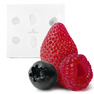 Силиконовый молд - Набор ягод (клубника, малина, голубика), 6 штук 