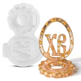 Силиконовый молд - Пасхальная подставка под яйцо "ХВ", 15х10см