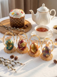 Силиконовый молд - Пасхальная подставка под яйцо "ХВ", 15х10см