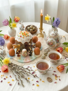 Силиконовый молд - Подставка под кулич с яйцами "Кролики", 30х26см