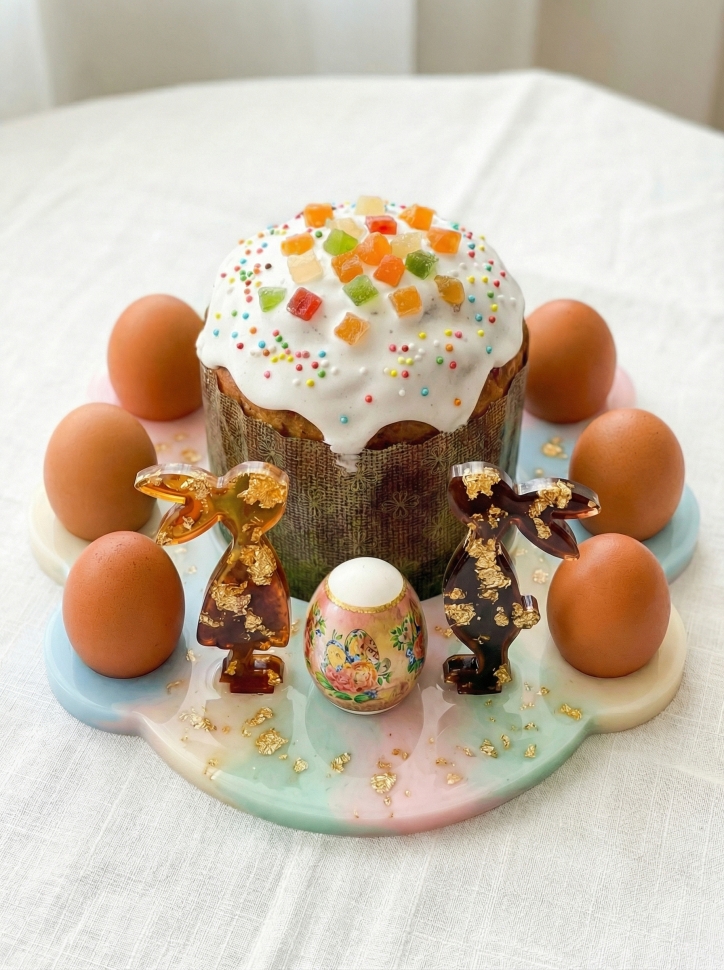 Силиконовый молд - Подставка под кулич с яйцами 