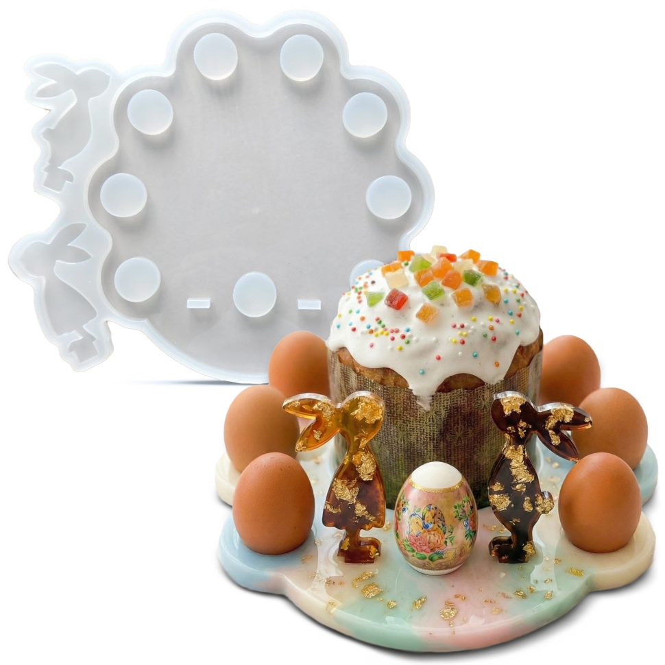 Силиконовый молд - Подставка под кулич с яйцами 