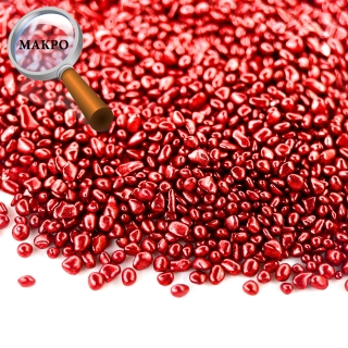 Стеклянные камушки мелкие перламутровые красные, 100г