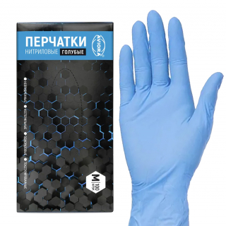 Нитриловые перчатки неопудренные синие (M), 100шт 