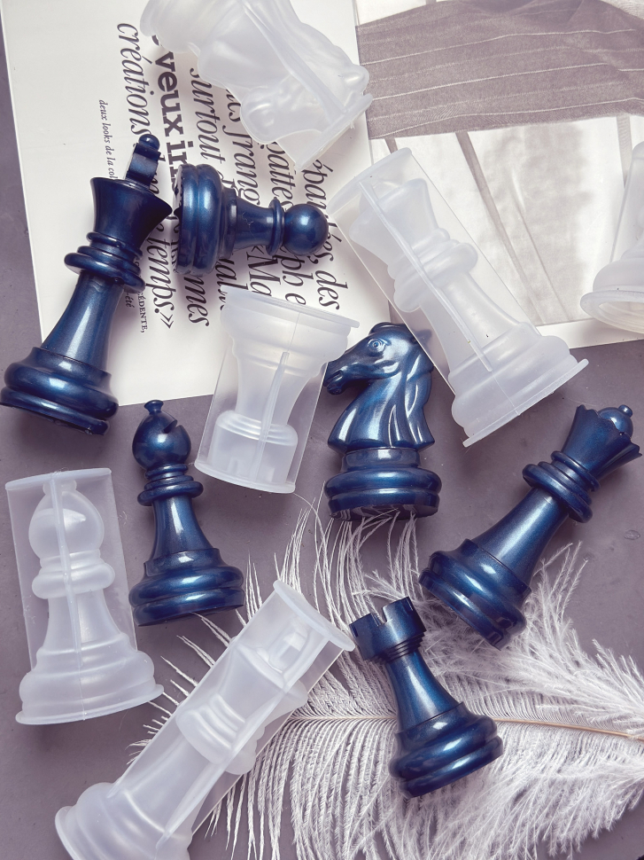 Силиконовый молд - Шахматные фигуры большие, 16 молдов