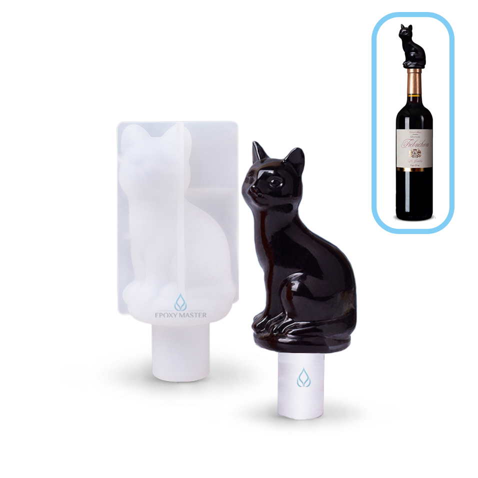 Силиконовый молд - Пробка для бутылки кошка, 8,5х4см