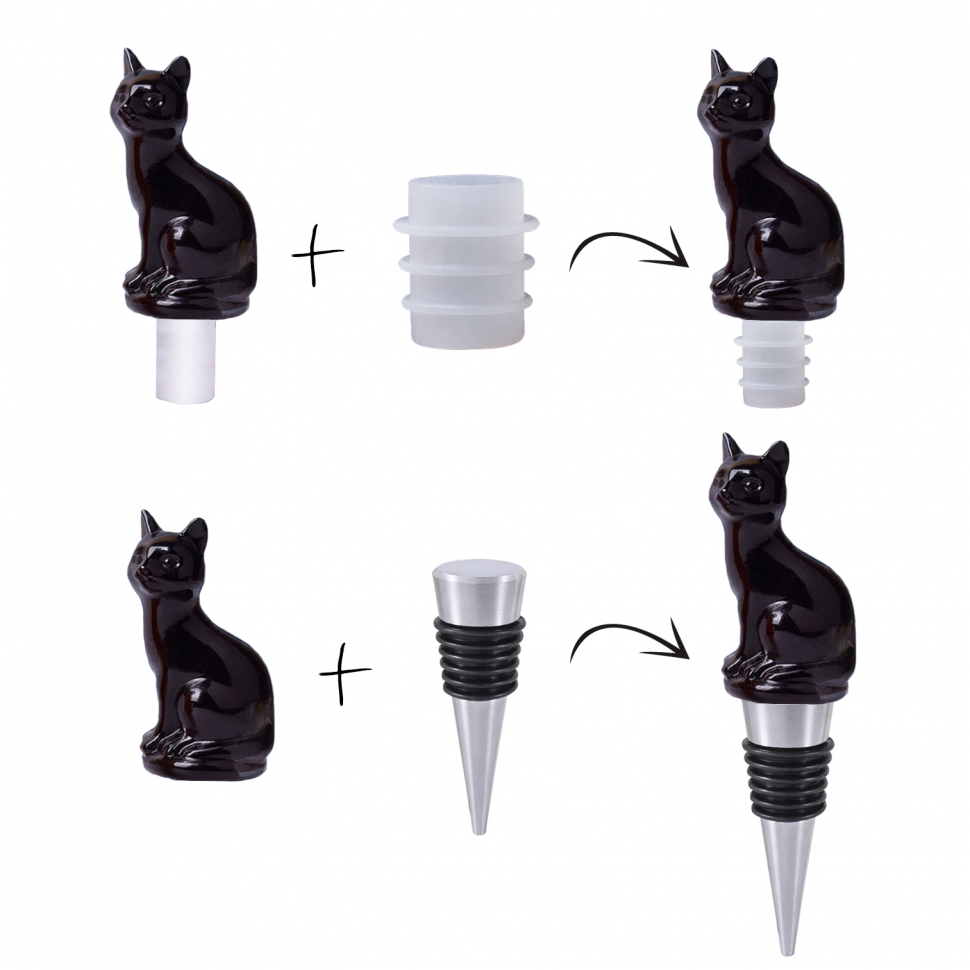 Силиконовый молд - Пробка для бутылки кошка, 8,5х4см