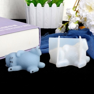 Силиконовый молд - 3D лежащий котик, 9х5см