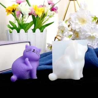 Силиконовый молд - 3D сидячий котик, 7х6см