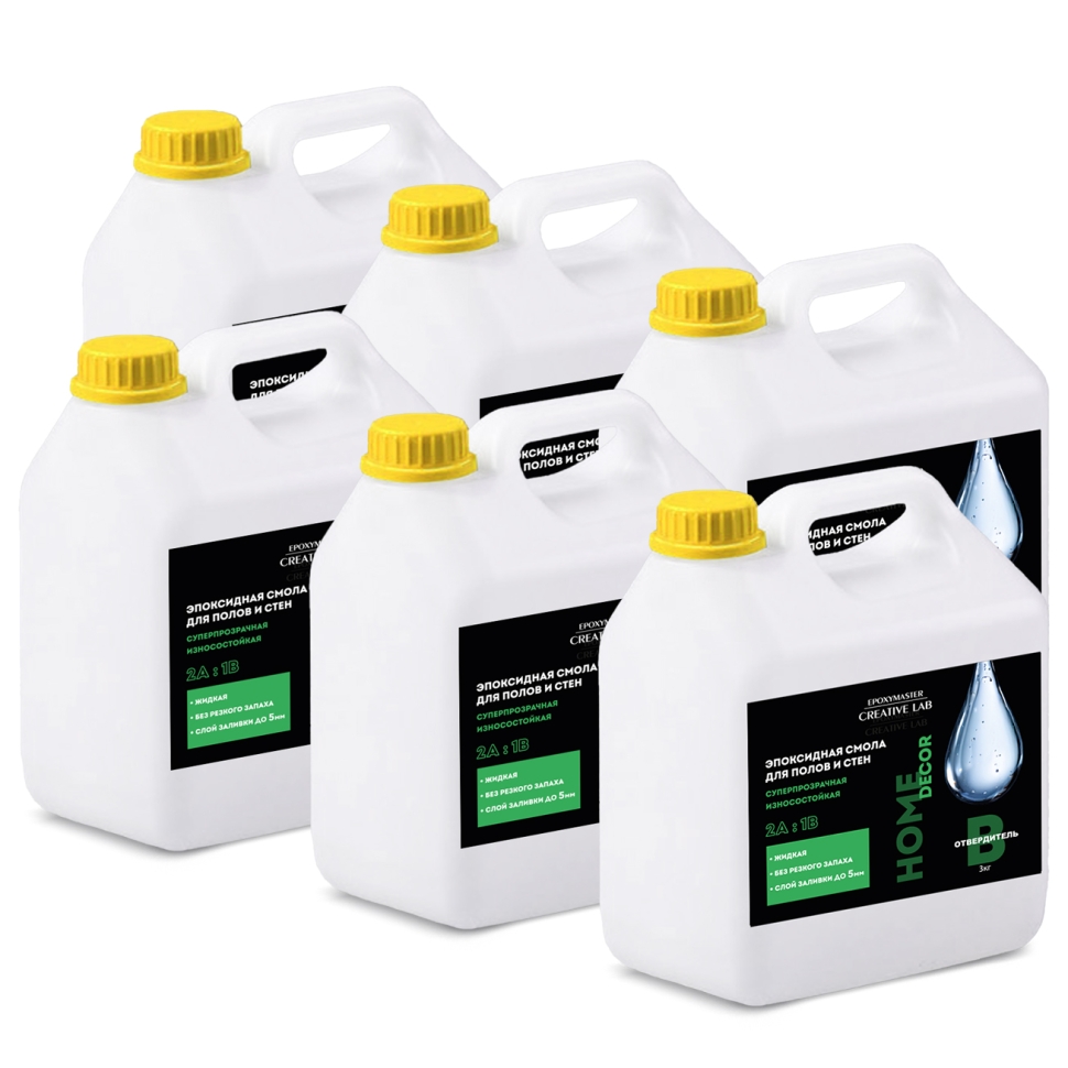 Прозрачная эпоксидная смола для полов и стен Creative Lab (слой до 0,5см)