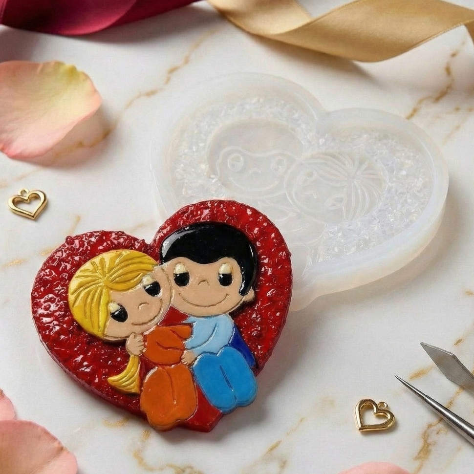 Силиконовый молд - Кристаллическое сердечко Love is